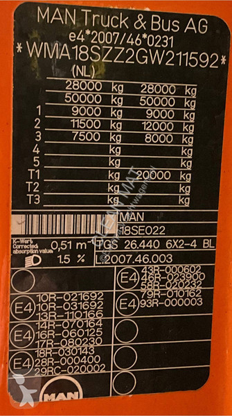 Vägmaskiner MAN TGS 26.440 Euro 6 Beam S14000...
