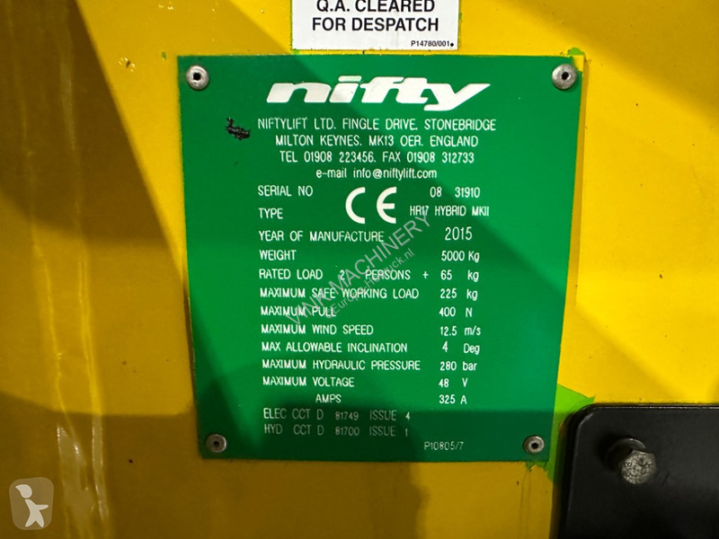 Nacelle Niftylift HR 17 Hybride 4x4