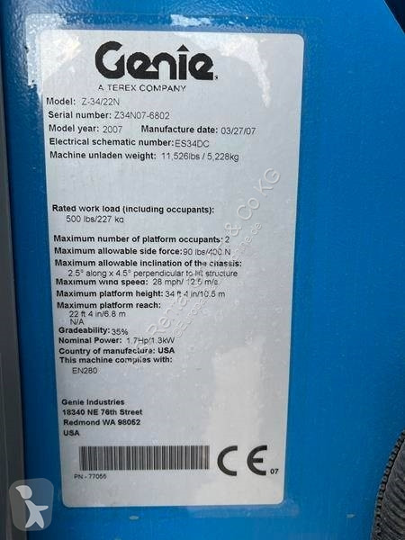Nacelle Genie Z34/22N elektro 12m (1438)