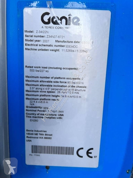 Nacelle Genie Z34/22N elektro 12m (1437)
