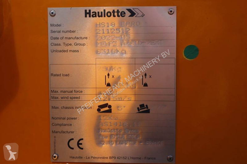 Piattaforma aerea Haulotte HS18EPRO Valid...