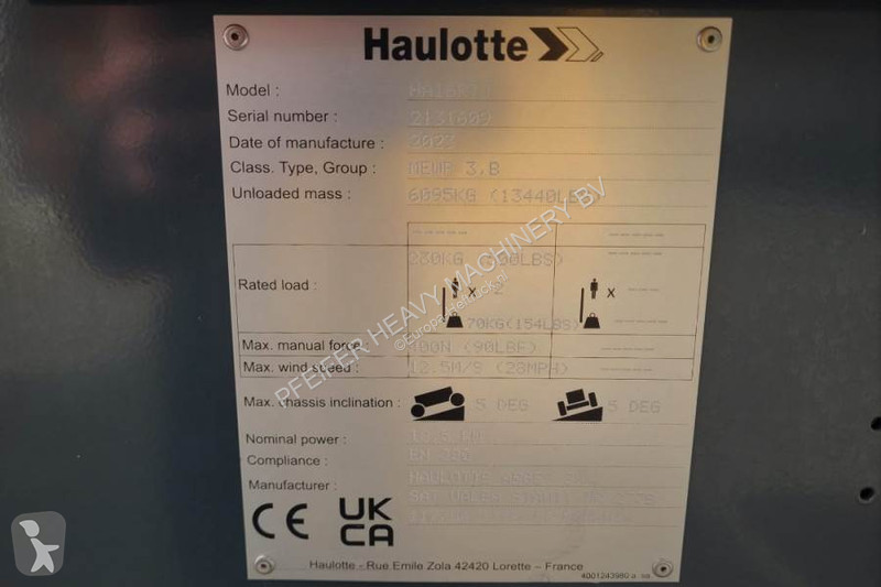منصة تلسكوبية Haulotte HA16RTJ Valid...