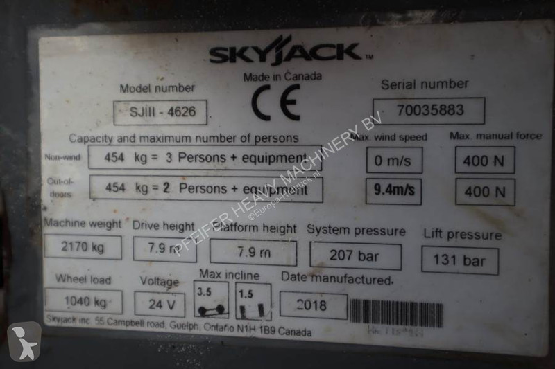 Nacelle Skyjack SJ4626 ELECTRIC, 10M WORKING...