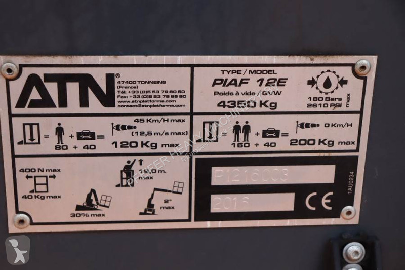Nacelle ATN PIAF 12E Electric, 12m Working...