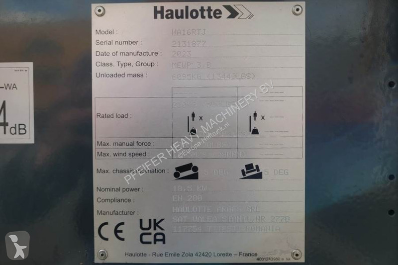 منصة تلسكوبية Haulotte HA16RTJ Valid...