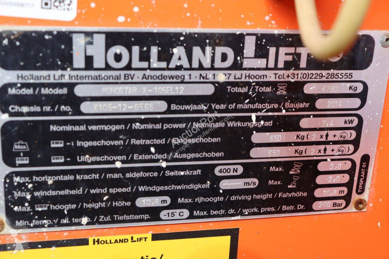 Nacela Hollandlift Monostar X-105EL12