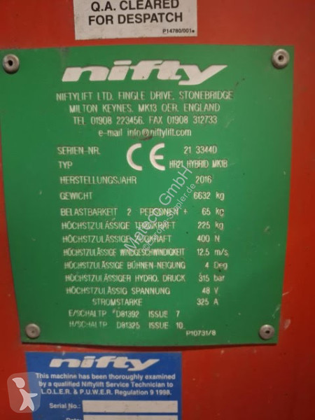 Vysokozdvižná plošina Niftylift HR21 HYBRID 4X4