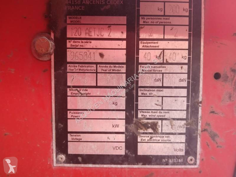 منصة تلسكوبية Manitou manitou 120 aetj año 2016