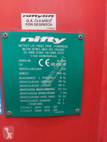 Nacelle Niftylift HR28 HYBRID 4X4