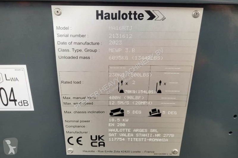 Hoogwerker Haulotte HA16RTJ Valid Inspection,...