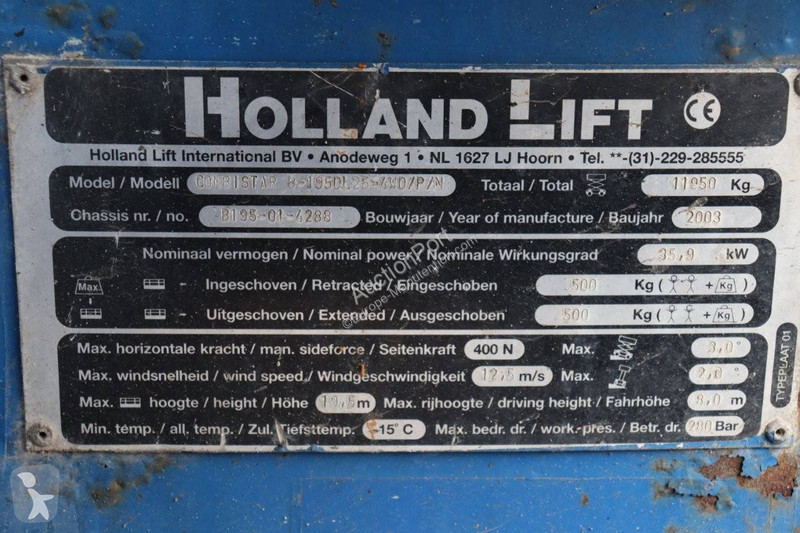 Nacelle Hollandlift COMBISTAR B-195DL25-4WD/P/N