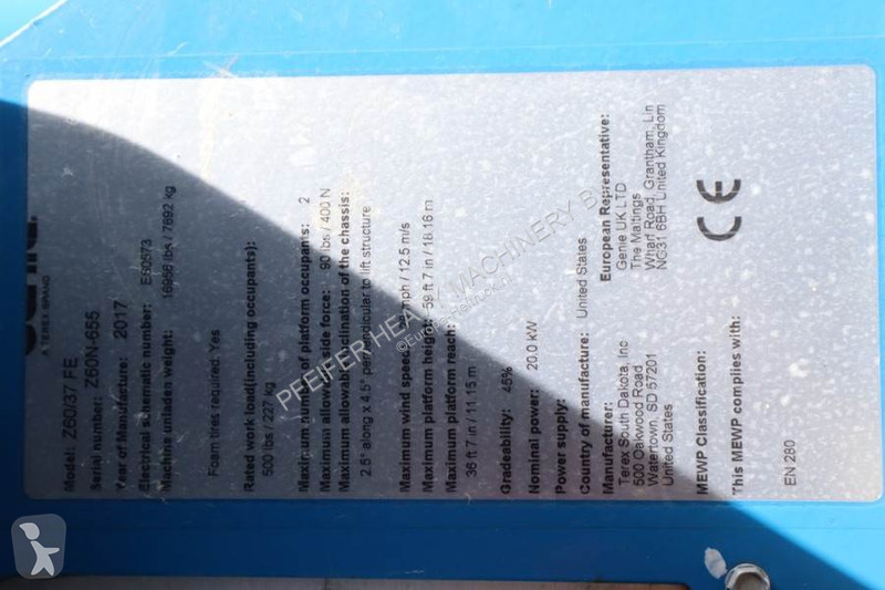 Gondola Genie Z60/37FE Valid Inspection,...