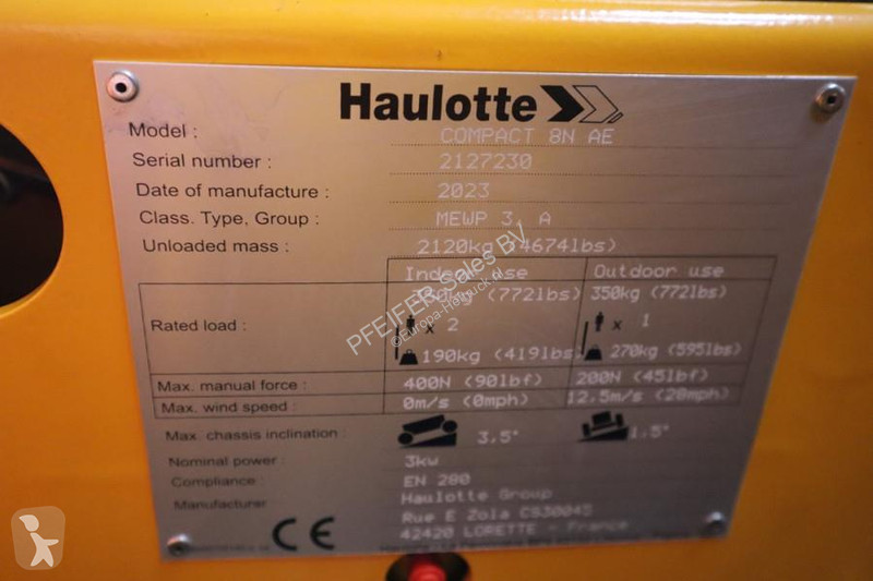 Vysokozdvižná plošina Haulotte Compact 8N Valid...