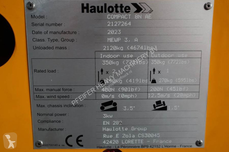 Hoogwerker Haulotte Compact 8N Valid...