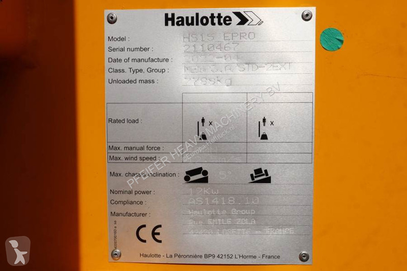 Hoogwerker Haulotte HS15EPRO Valid Inspection,...