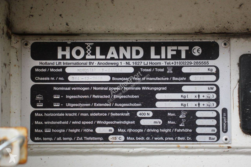 Plataforma elevadora Hollandlift MONOSTAR Y-64EL14