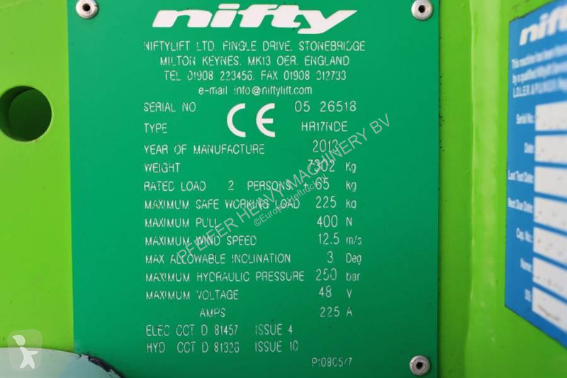 منصة تلسكوبية Niftylift HR17NDE HYBRIDE Valid...