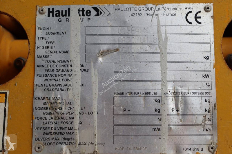 Nacelle Haulotte Ciseaux
