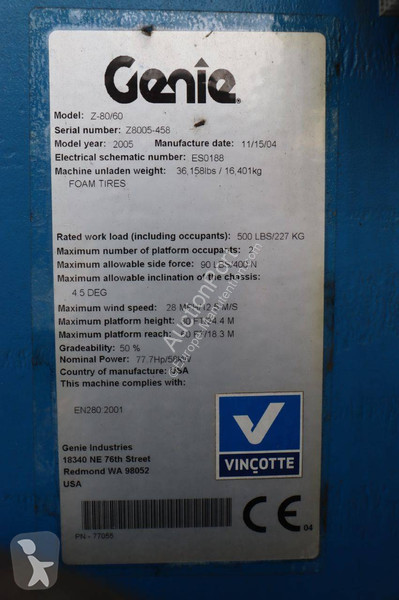 Plataforma elevadora Genie Z80/60