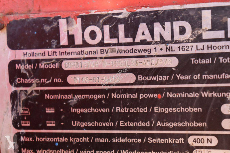 Nacelle Hollandlift Combistar B-195DL25-4WD/P/N