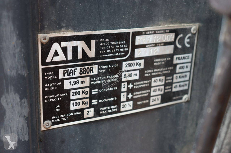 Plataforma elevadora ATN Piaf 880R