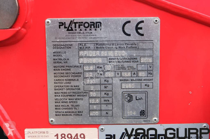 Nacelle Platform Basket Spider 22.10 EVO...