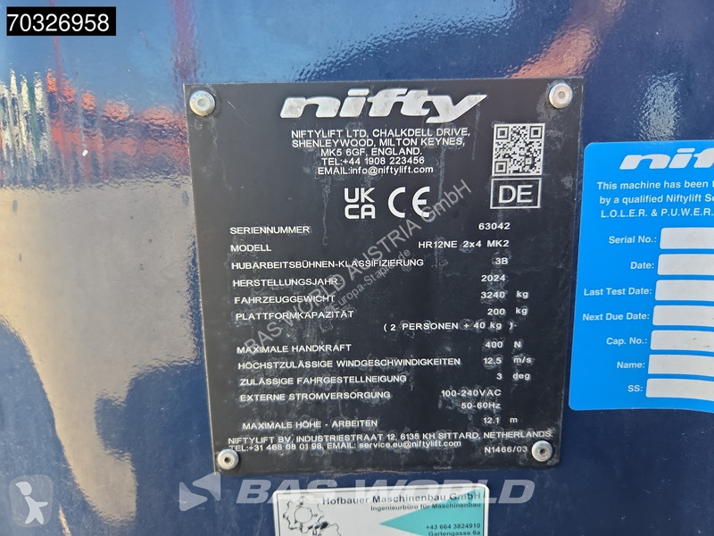 منصة تلسكوبية Niftylift HR12 NE 12m - Electric