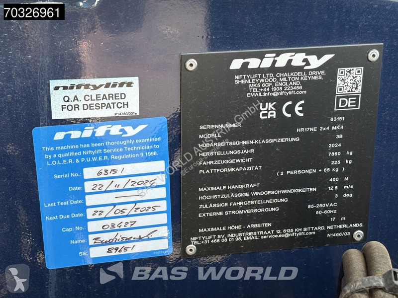 منصة تلسكوبية Niftylift HR17 NE 17m - Electric