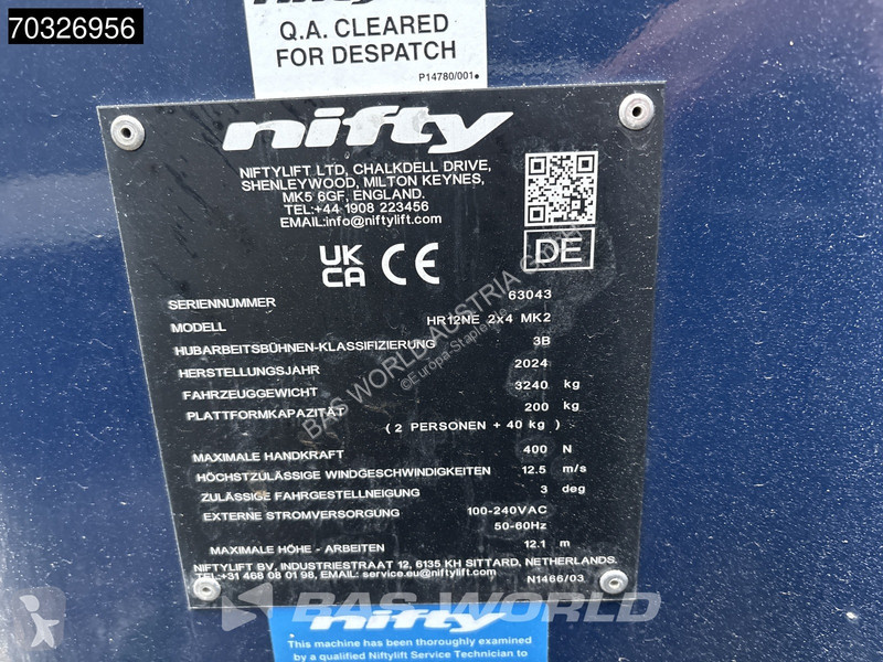 منصة تلسكوبية Niftylift HR12 NE 12m - Electric