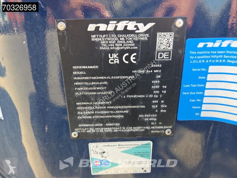منصة تلسكوبية Niftylift HR12 NE 12m - Electric