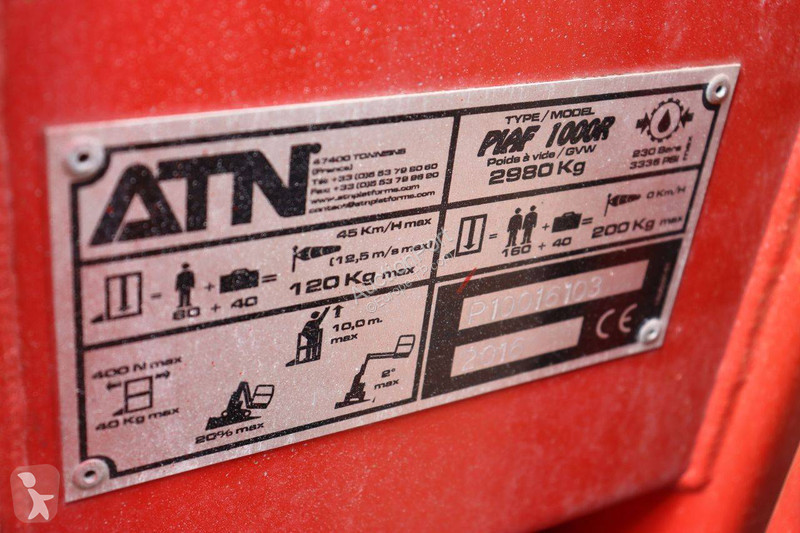 Plataforma elevadora ATN PIAF 1000R