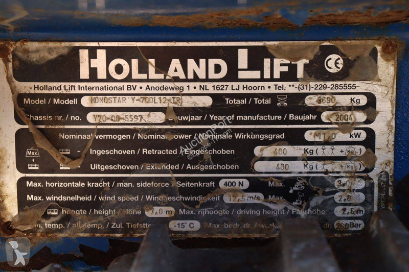 Nacelle Hollandlift Y-70DL12-TR