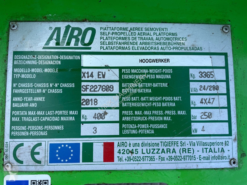Piattaforma aerea Airo X 14 EW