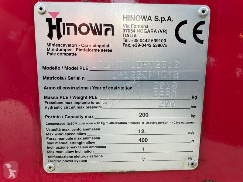 منصة تلسكوبية Hinowa Lightlift 23.12 IIIS