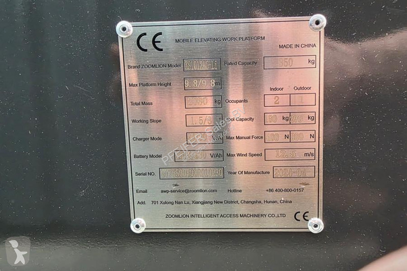 Nacelle Zoomlion ZS1012AC-LI Unused, Valid...
