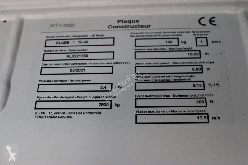 Plataforma elevadora Renault KLUBB KL32