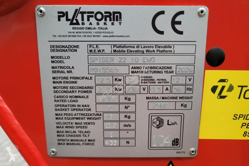 Vysokozdvižná plošina  BAS SPIDER 22.10 EVO CE...