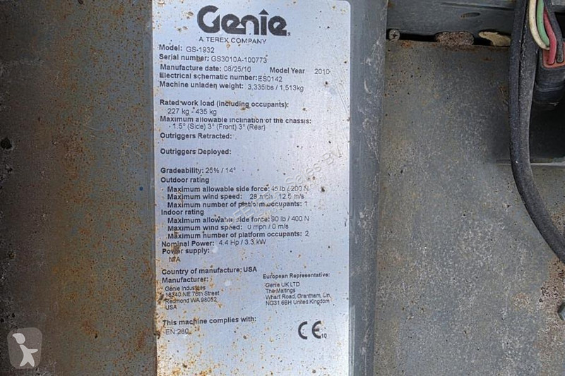 Emelőkosár Genie Electric, Working Height 7.8...