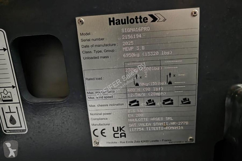 Вишка Haulotte SIGMA 16PRO Valid Inspection,...