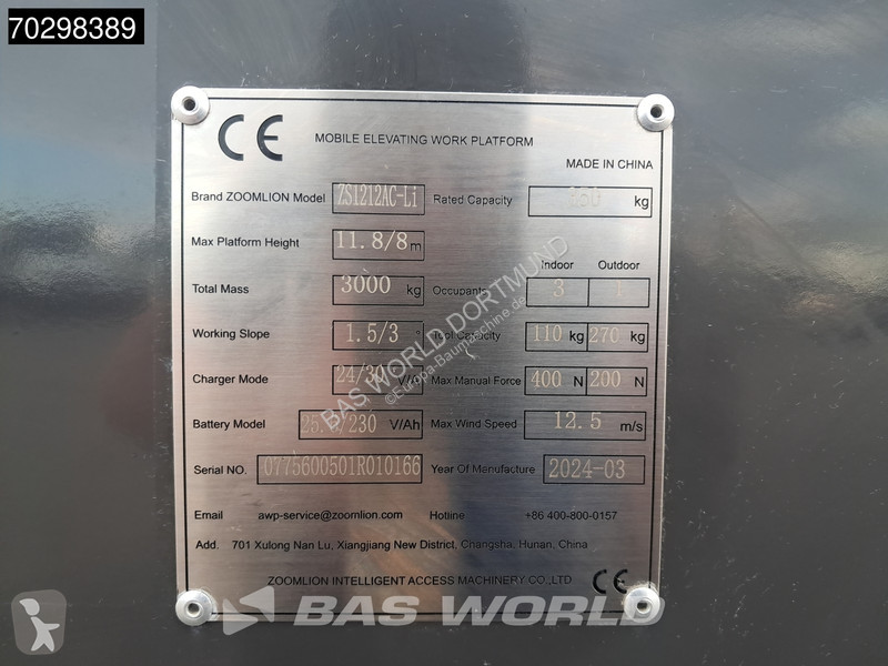 منصة تلسكوبية Zoomlion ZS1212AC-Li 12 M –...