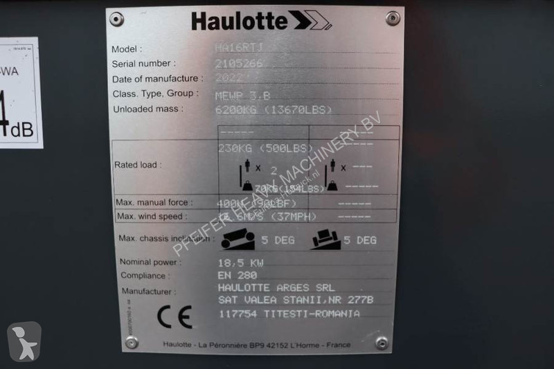 Hoogwerker Haulotte HA16RTJ Valid Inspection,...