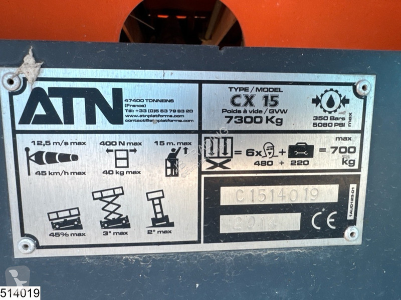 Nacelle ATN CX15 4x4, H15 mtr, Max 700kg