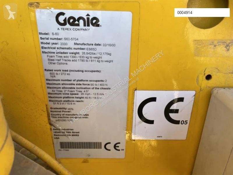 Plataforma Genie S-60 Deutz Diesel 4 x 4...