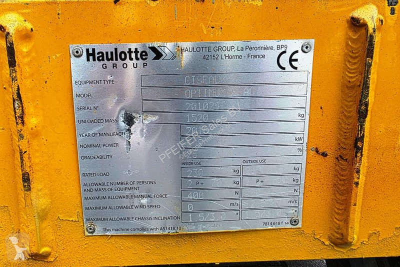 منصة تلسكوبية Haulotte Electric, 7.77m Working...