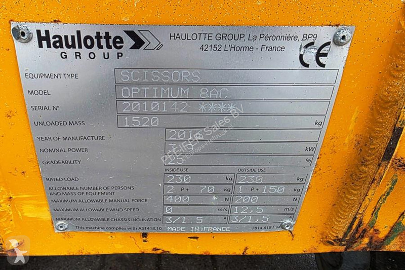 منصة تلسكوبية Haulotte Electric, 7.77m Working...