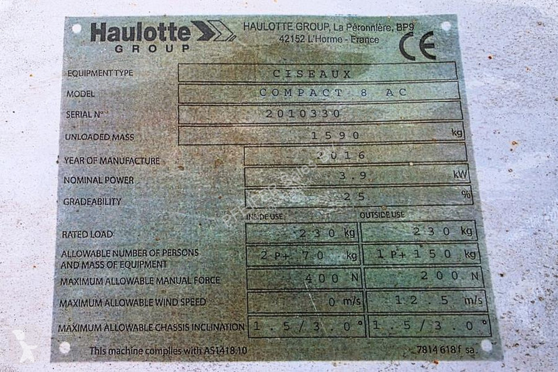 منصة تلسكوبية Haulotte Electric, 7.77m Working...