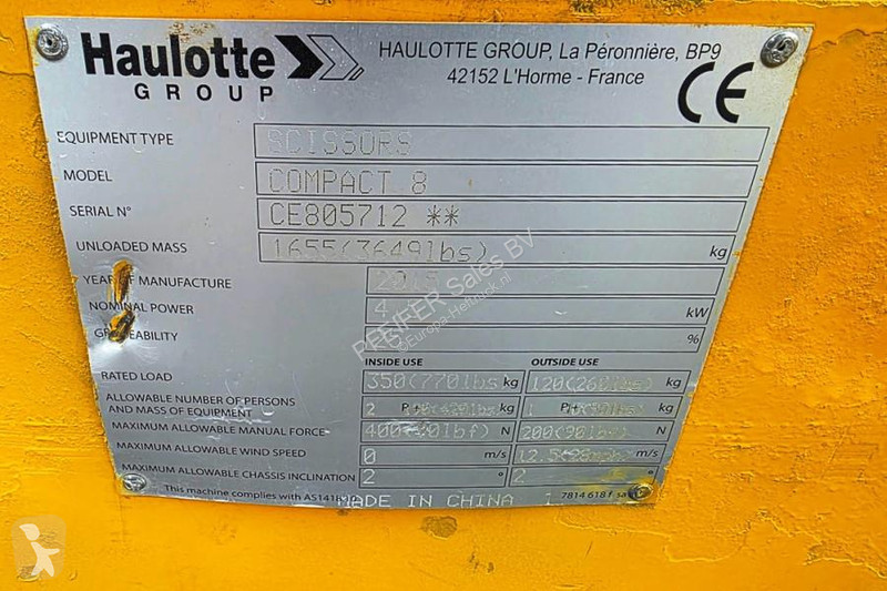 Gondol Haulotte Compact 8 Electric, 8.2m...