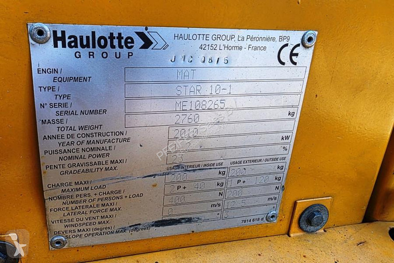 منصة تلسكوبية Haulotte STAR 10 Electric, 10m...