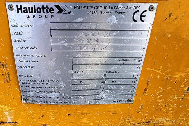 Vysokozdvižná plošina Haulotte Compact 10N...