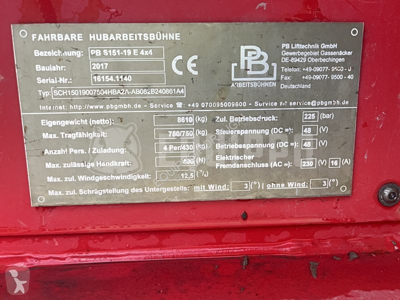 Vysokozdvižná plošina  PB S151-19E 4x4 (15m)